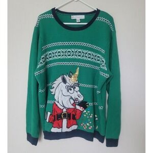 Jolly Sweaters Funny Embellished Unicorn Ugly Christmas Sweater Size XXL